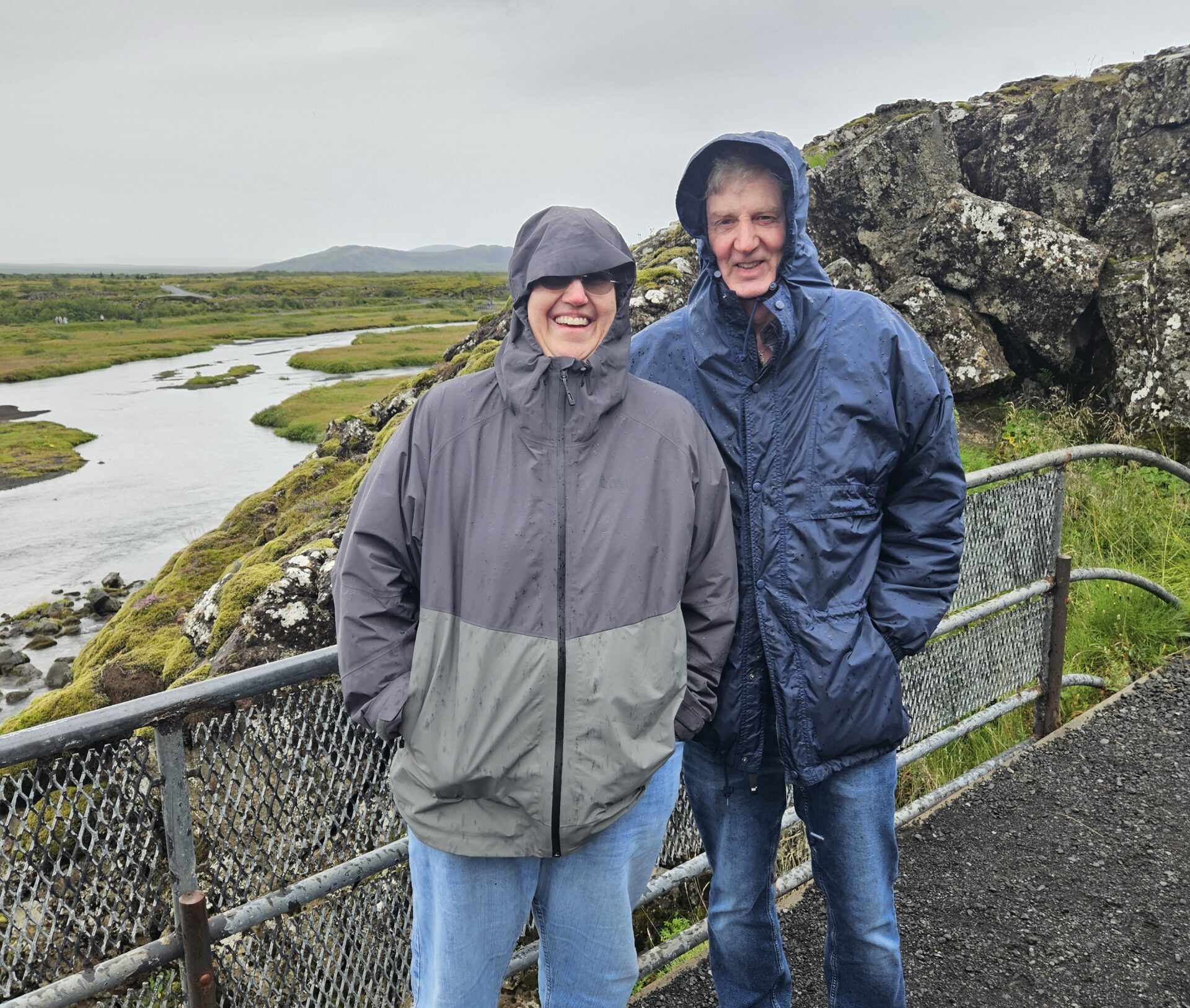 Mark and Tina in the rain in Iceland