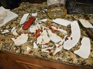 Salt & Pepper Shrimp plate shattered